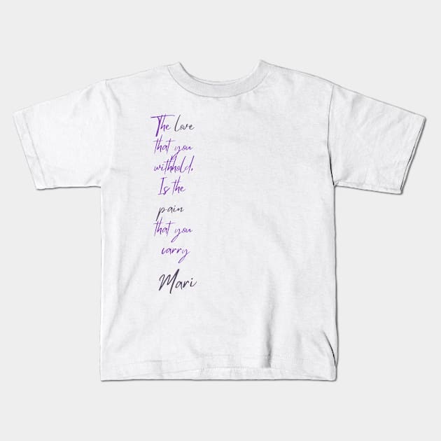 Purple Scripture Kids T-Shirt by Mari